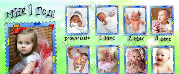 Plakát pro 1 rok narození.  Dětský plakát pro kutily k narozeninám dítěte: šablony, nápady, fotografie