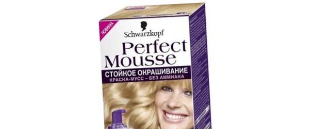 Paletka barev na vlasy Schwarzkopf perfect mousse.  vymalovat
